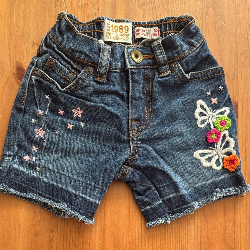 Children's Place Embroidered Denim Shorts